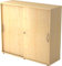 bümö Schiebetürenschrank 3OH - Aktenschrank abschließbar, Sideboard Schrank mit Schiebetüren in Ahorn, Bogengriff - Büroschrank aus Holz mit Schiebetür, Büro Kommode für Ordner & Co.