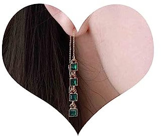 Cimenexe Esmeralda Bohemio Borla Cadena Pendientes De Oro Esmeralda Cadena Enhebrador Pendientes Esmeralda Cuadrado Gota Pendientes De Cristal Verde Cadena Colgante Esmeralda Cadena Tirar A Través De