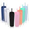 Volhoply 16oz 470ml Plastic Skinny Tumblers with Lid and Straw Bulk | Double Wall | Reusable Iced Coffee Mug | BPA Free | Matte Acrylic Water Cups (Assorted,8 Pack)