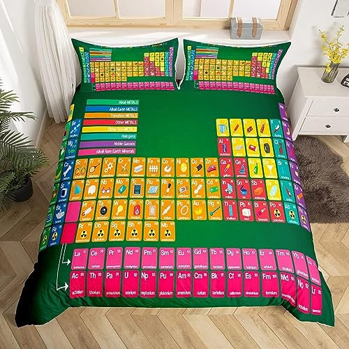 MORTRA Bettwäsche 220x240 Periodensystem Winter Weiche GebüRstet Mikrofaser Bettzeug Set 3D Periodensystem Bettbezug 240x220 cm + 2 Kissenbezug 80x80 cm mit ReißVerschluss