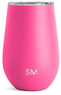 Simple Modern Wine Tumbler with Lid | Cute Stemless Glass Cup with Press-In Lid | Insulated Stainless Steel Coffee Mug | Gifts for Women Men Him Her | Spirit Collection | 12oz | Raspberry Vibes