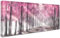 Sonniger Rosa Waldbaum Wälder Mit Rahmen Leinwand Bilder Bild auf Leinwand Malerei Poster Foto Bild Wandbilder Heimbüro Restaurant Wohnzimmer Schlafzimmer Wanddekoration Bereit zum Aufhängen 50x120cm