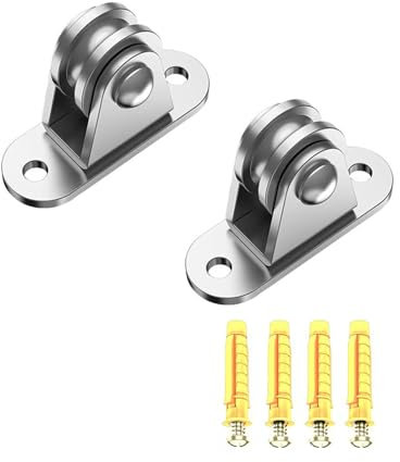 Pulleys Block Carbon Steel Pulley Roller Smooth Wheel with Ball Bearings Deck Pulley Block Drectional Wall Pulley, Duplex Bearing Silent Detachable, Heavy Duty Load 85KG for Handling Moving 2PCS