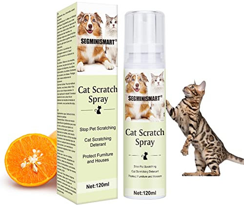 SEGMINISMART Kratzfestes Spray,Anti Kratz Spray für Katzen,120ml Kratzschutz für Katze Hund,Katzenabwehrspray für Innen und Außen,Kratzfestes für Sofa,Tür,Tisch,Möbel