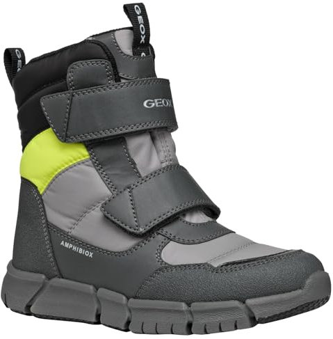 Geox Unisex Kinder J Flexyper Boy Abx Snow Boot, Grey Fluoyellow, 34 EU