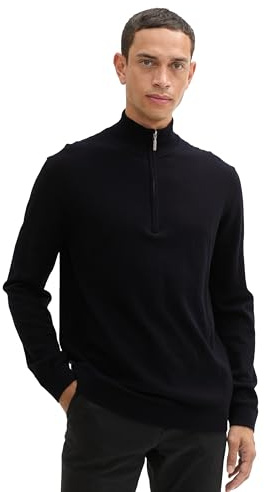Tom Tailor Herren 1043268 Basic Troyer-Pullover mit Kaschmir