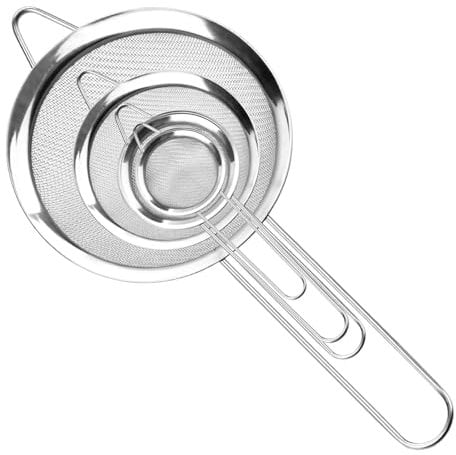 Sieb küche Set Küchensieb Edelstahl 4 PCS 5/8/12/18cm Feines Sieb Klein Feinmaschig Passiersieb Siebe Fein Strainer Haushaltssieb mit Verstärktem Griff für Kochen,Quinoa,Mehl,Reis,Puderzucker,Tee