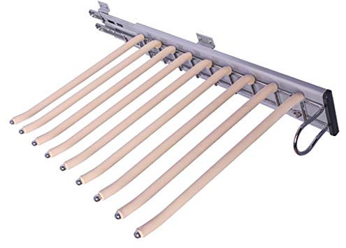 SIBEG Push-Pull-Hosenständer für rechtsseitige Montage, ausziehbare Krawattenhalter-Kleiderstange, 9 Hosenbügel für einen Kleiderschrank mit Einer Tiefe von 47 cm – Weiß