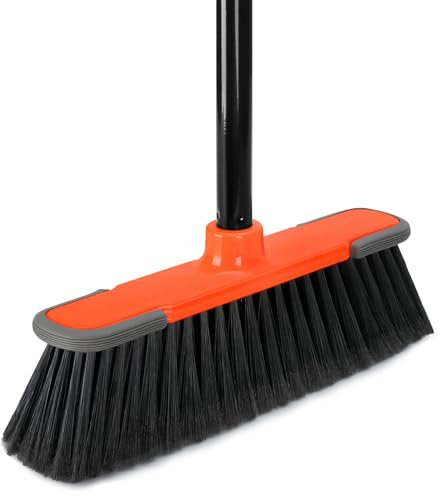 Broom for Sweeping Indoor 54''Long Handle Soft Bristle Brooms,Indoor Broom for Floor Cleaning House Broom for Kitchen Lobby Patio Yard