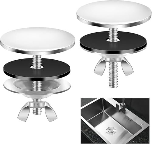 2PCS Silver Sink Hole Cover, Stainless Steel Sink Blanking Cap, Sink Hole Cover for Home Kitchen, Sink Tap Hole Cover for Bathroom Sink Clean, 2 Inch Tap Hole Stopper/Faucet Hole Cover for Bathroom