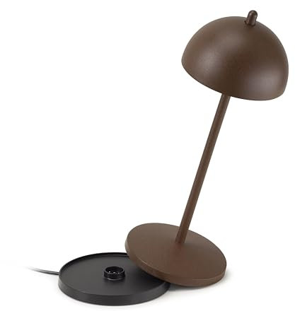 LA VILLE LUMIÈRE LVL EvaG Lampada da Tavolo Ricaricabile Senza Fili - Lampada LED Touch Dimmerabile da Interno/Esterno IP65 - Temp. Luce da 2200 a 3000K, Lunga Durata, Alluminio, Corten