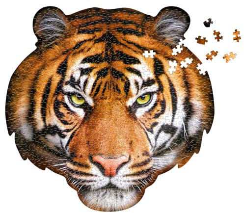 Madd Capp Animal Shaped 550 Piece Jigsaw Puzzle - I Am Lion, Wolf or Tiger Shaped Jigsaw (Tiger)
