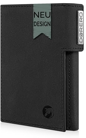 DORERO Slim Wallet - Mini Geldbörse Herren & Damen klein - RFID Schutz - Herren Geldbeutel mit Münzfach Portemonnaie - Kreditkartenetui für bis zu 11 Karten (Schwarz)