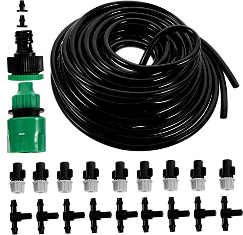 CIYODO Kit per Irrigazione Giardino a Goccia 1 Kit Ugello Regolabile in Plastica Nero, Resistente e Non Deformabile, per Piante in Giardini e Fattorie