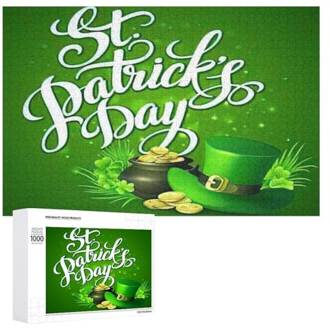Jigsaw Puzzles 1000 Pieces for Adults St Patrick's Day Green hat for Beginners Learning Puzzle Puzzle Boys and Girls Toys