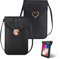FOSDICK 2 Stück Handytasche zum Umhängen Damen, Klein Handy Umhängetasche, Schwarz Handy Tasche, Handyumhängetaschen Damen PU Leder, Mode Handytaschen für Outdoorsport, Reisen, Einkaufen, Wandern