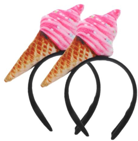 LALADEFIEE 2er Satz Eistüten Stirnband Lustige Simulations Kopfbedeckung Kostüm-party Accessoires Stirnbänder Für Damen