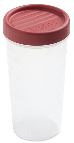 Tatay Tupper Hermético Lavavajillas, Microondas, Nevera y Congelador | Tupper Hermético | Capacidad 0,6 L | Medidas 8,5x8,5x16,5 cm | Cierre Hermético | Plástico Libre de BPA | Tapa de Rosca, Rojo