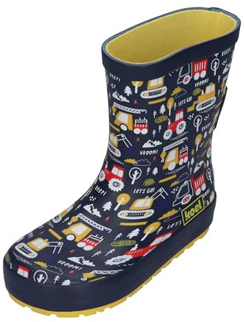 KOEL Barefoot Gummistiefel WELLIE TRACTOR V2 print blue, Größe:22 EU