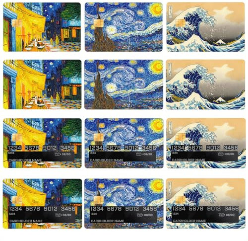 GTOTd The Starry Night Credit Card Sticker Bankkarten Aufkleber (12 Stück),EC Karten Landscaping Sticker, Geschenke Dekor fur Transport Debitkartenhülle Bankkarten Für Damen Herren