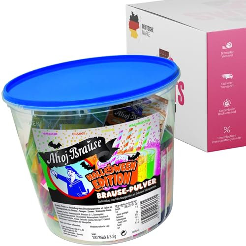 Ahoj-Brause Brause-Pulver Eimer Prickelnder Getränkespaß | + Mit stylishem SWEETS´N FOOD Packband verpackt (Brause-Pulver Halloween Edition)