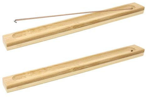 SGERUFZ 2 Piezas de Soportes de Varilla de Incienso de Madera de Bambú, Quemador de Incienso Pulido y Encerado, Colector de Cenizas, Porta Incienso