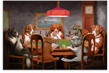 ZBSXLBNG Dogs Playing Poker Poster Dekorative Malerei Leinwand Wandkunst Wohnzimmer Poster Schlafzimmer Malerei 12x18inch(30x45cm)