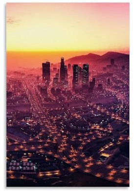 KUYADSHEC Spielposter GTA5, Poster und Drucke, Leinwand, Wandkunst, Poster, 60 x 90 cm, ungerahmt