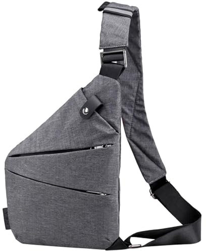 Diebstahlsichere Reisetasche mit Mehrere Taschen, Damen Nylon Brusttasche, Leicht Einfach Herren-Schultertaschen, Anti Diebstahl Umhängetasche, Wasserresistent Sling Bag für Freien, Reisen (Grau)