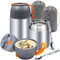 2 Pack Thermal Food flasks for Hot food, 650 ml Insulated Soup Container, Stainless Steel Vacuum Double Walled Lunch Jar with Foldable Spoon Bag for Kids School Office Outdoor, 22 oz