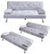 CROWNSHOP 3 Seater Sofas Modern Sofa Beds with Upholstered Convertible Sofas & Couches Couch Adjustable Angle Sofas with Metal Legs for Living Room/Spare Room/Guest Room lLght Grey Velvet