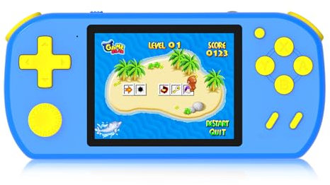 CCTU Handheld Games for Kids Preloaded 218 Retro Video Games, Portable Gaming System with 3.0 Screen Rechargeable Battery, Mini Travel Electronic Toy Birthday Gifts for Boys Girls (Blue)