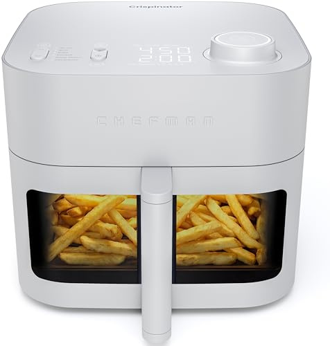 Chefman Crispinator Air Fryer 6-in-1 with 8 Qt capacity, 450°F Max Temp with TurboFry Pro Technology for Fast and Even Results, Viewing Window, Nonstick Ceramic Basket