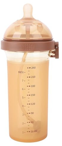 Silicone Baby Bottle with Slow, Crossed Nipple Hole, Wide Neck Design, On-The-go Feeding Solution for 6-12 Months Old