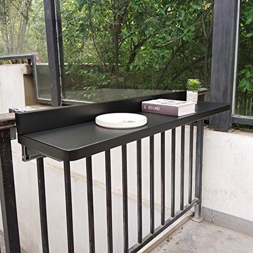 CMOLVUR Verstellbarer Klapptisch für den Außenbereich, Balkon, 80 x 40 cm, tragbar, für Terrasse, Garten, Ess- und Computertisch für Deckbar und Theke, Schwarz