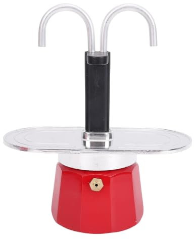 Syrisora de Doble Tubo, de la Estufa, 2 Taza de Cafetería, 2 Taza de Cafetería de Aluminio Rojo 100 Ml de de Estufa de Doble Tubo para Viajar en Casa