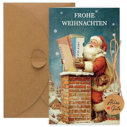 Happirra 5 Weihnachtskarte Geldgeschenk Weihnachten, Weihnachtskarten Nostalgisch mit umschlag Set, Geldgeschenke Gutschein Verpackung Weihnachten Geldkarte, Nikolaus Geschenke
