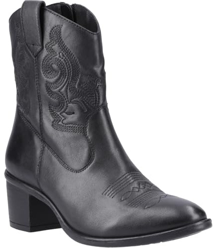 Hush Puppies Wynn Leather Women's Black Heeled Ankle Boots