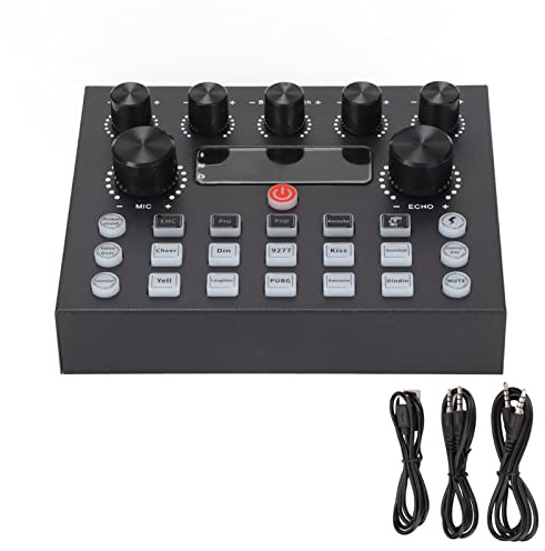 KIMISS Mixer Dual Channel Plug and USB Live Sound Card PC Recording Gaming Live Streaming with DJ Mixer Effects