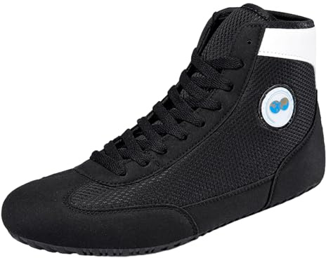 ZHENSI Herren-Boxschuhe Kinder-Wrestling-Trainingsschuhe Zero Drop rutschfest Leicht Kampfsportschuhe,Black b,40 EU