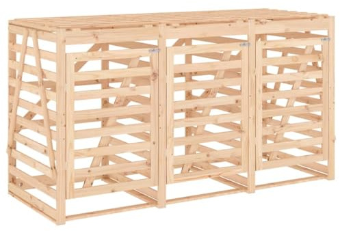 Cache Poubelle Extérieur Triple, Abri Rangement de Poubelle Triple Bois Massif de pin