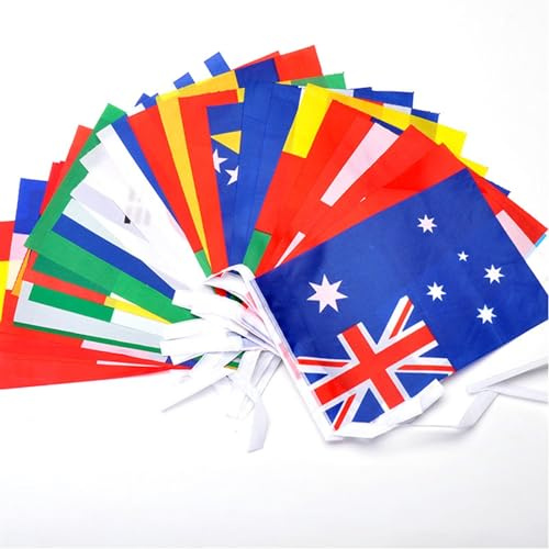 Party Decorations Packs 100/200 Different Countries string Flags International Bunting Pennant Banner Decor for Bar Sport Clubs Party Events(100 countries)