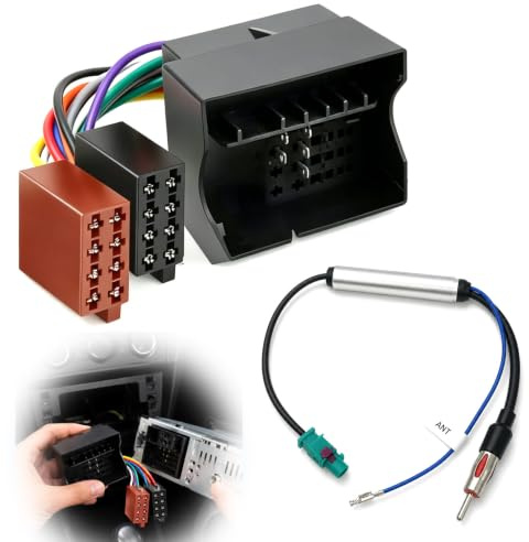 Câble Adaptateur Faisceau Autoradio Fiche ISO Radio for Citroën Peugeot | pour VW Ford Audi Skoda Seat Golf 5 6 Kit Adaptateur Radio Autoradio Quadlock vers ISO + Adaptateur d'antenne Fakra + DIN-IIS