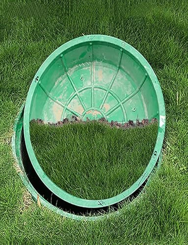 Heavy-Duty Round Septic Tank Covers with Base – 600mm (23.6 inches) Green Invisible Access Covers for Drain Fields Ponds and Gardens – Integrated Flower Pot Design