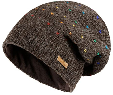 alpengoa McRon Damen Gefütterte Beanie Wollmütze Modell Lizzy Regenbogen Naturdunkelbraun 2 91R