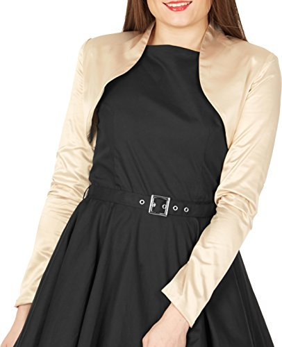 BlackButterfly Formale Raso a Maniche Lunghe Bolero (Oro Champagne, L)