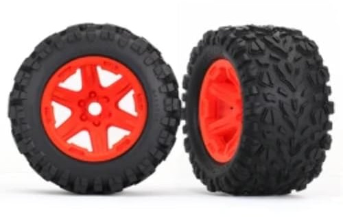 TRAXXAS Tires & wheels, assembled (orange, Talon EXT tires) (2) (17m (TRX8672A)