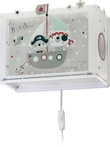 Dalber kinder Wandlampe, Kinderlampe Wandleuchte kinderzimmer Piraten The Pirates Tiere, Bunt, 74558, E27