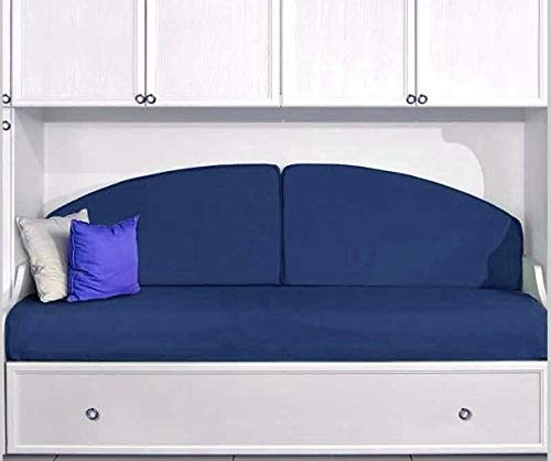 EFFETTO CASA Spalliera per Letto a Ponte, trasforma il Letto in Un Divano. Due spalliere MEZZALUNA realizzate indeformabili e sfoderabili (Blu)