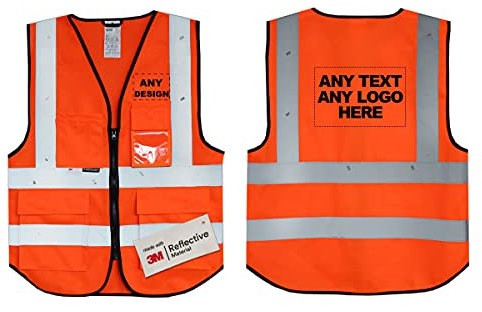 Salzmann Warnweste mit Logoaufdruck - Mit 3M Reflektierendem Material, 4 Vordertaschen und Reißverschluss